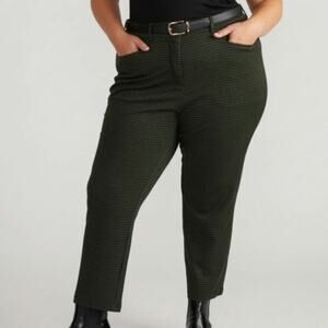 Universal Standard Cigarette Ponte Pant in Forest Houndstooth